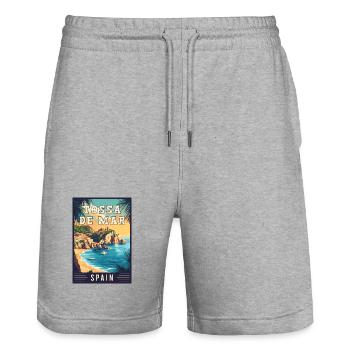 Entdecken Sie das faszinierende Tossa de Mar in Spanien - Stanley/Stella Unisex Bio Joggingshorts Trainer  - Grau meliert - Vorne - Nik (191cm) & Marisol (170cm)