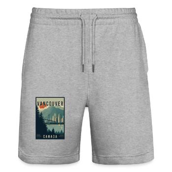 Entdecken Sie die Stadt im Pazifischen Nordwesten, Vancouver, Kanada - Stanley/Stella Unisex Bio Joggingshorts Trainer  - Grau meliert - Vorne - Nik (191cm) & Marisol (170cm)