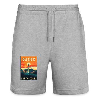 Erleben Sie lebendige Daegu in Südkorea - Stanley/Stella Unisex Bio Joggingshorts Trainer  - Grau meliert - Vorne - Nik (191cm) & Marisol (170cm)