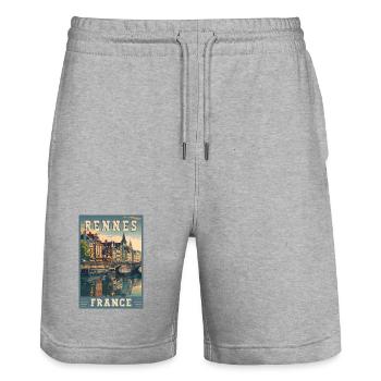 Discover Rennes In France Charming French City - Stanley/Stella Trainer Unisex Organic Jogging Shorts - heather grey - Front - Nik (191cm) & Marisol (170cm)