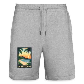 Entdecken Sie die Inselschönheit von Guadeloupe - Stanley/Stella Unisex Bio Joggingshorts Trainer  - Grau meliert - Vorne - Nik (191cm) & Marisol (170cm)