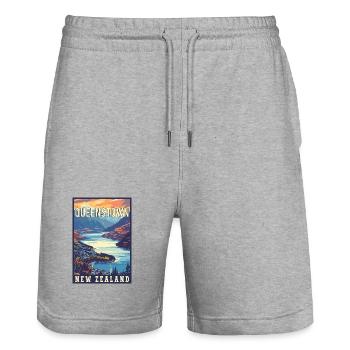 Experience Queenstown in New Zealand - Stanley/Stella Trainer Unisex Organic Jogging Shorts - heather grey - Front - Nik (191cm) & Marisol (170cm)