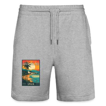 Erkunden Sie die Mittelmeer-Costa del Sol in Spanien - Stanley/Stella Unisex Bio Joggingshorts Trainer  - Grau meliert - Vorne - Nik (191cm) & Marisol (170cm)