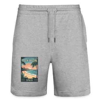 Erleben Sie die mediterrane Costa del Sol in Spanien - Stanley/Stella Unisex Bio Joggingshorts Trainer  - Grau meliert - Vorne - Nik (191cm) & Marisol (170cm)