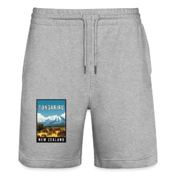 Explore Tongariro in New Zealand - Stanley/Stella Trainer Unisex Organic Jogging Shorts - heather grey - Front - Nik (191cm) & Marisol (170cm)