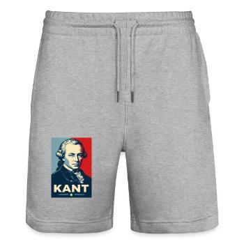 Immanuel Kant Retro Philosopher Portrait - Stanley/Stella Trainer Unisex Organic Jogging Shorts - heather grey - Front - Nik (191cm) & Marisol (170cm)