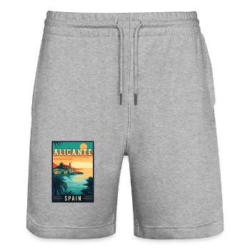 Erleben Sie den mediterranen Charme von Alicante, Spanien - Stanley/Stella Unisex Bio Joggingshorts Trainer  - Grau meliert - Vorne - Nik (191cm) & Marisol (170cm)