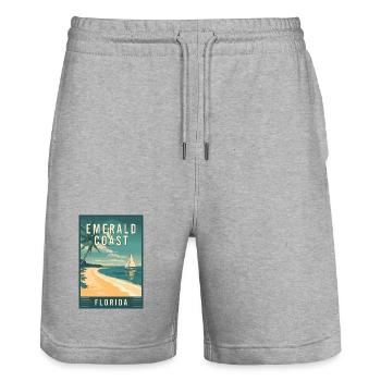 Découvrez la magnifique Côte d’Émeraude en Floride - Short de jogging bio TRAINER Stanley/Stella unisexe - gris chiné - Devant - Nik (191cm) & Marisol (170cm)