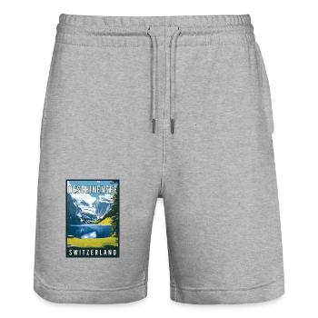 Experience Alpine Gem Oeschinensee in Switzerland - Stanley/Stella Trainer Unisex Organic Jogging Shorts - heather grey - Front - Nik (191cm) & Marisol (170cm)