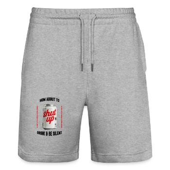 Shut Up Tin – Imprimé rétro provocateur - Short de jogging bio TRAINER Stanley/Stella unisexe - gris chiné - Devant - Nik (191cm) & Marisol (170cm)