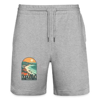 Explore Sayulita Mexico Tropical Paradise - Stanley/Stella Trainer Unisex Organic Jogging Shorts - heather grey - Front - Nik (191cm) & Marisol (170cm)