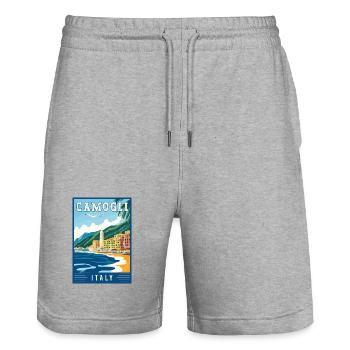 Discover Charming Camogli in Italy - Stanley/Stella Trainer Unisex Organic Jogging Shorts - heather grey - Front - Nik (191cm) & Marisol (170cm)