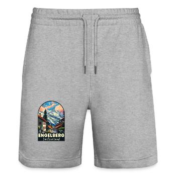 Explore Alpine Engelberg in Switzerland - Stanley/Stella Trainer Unisex Organic Jogging Shorts - heather grey - Front - Nik (191cm) & Marisol (170cm)