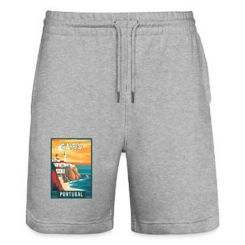 Discover Captivating Faro in Portugal - Stanley/Stella Trainer Unisex Organic Jogging Shorts - heather grey - Front - Nik (191cm) & Marisol (170cm)