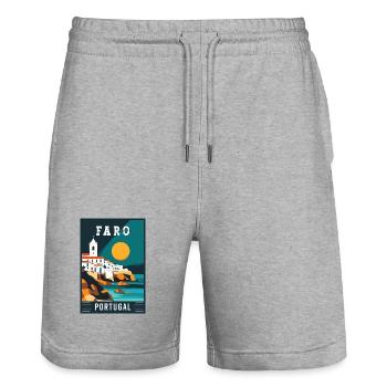 Experience Captivating Faro in Portugal - Stanley/Stella Trainer Unisex Organic Jogging Shorts - heather grey - Front - Nik (191cm) & Marisol (170cm)
