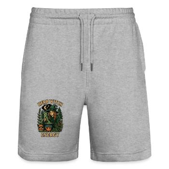 Kräuterhexe Energie - Stanley/Stella Unisex Bio Joggingshorts Trainer  - Grau meliert - Vorne - Nik (191cm) & Marisol (170cm)