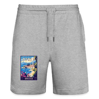 Entdecken Sie den Inselcharme von Korfu in Griechenland - Stanley/Stella Unisex Bio Joggingshorts Trainer  - Grau meliert - Vorne - Nik (191cm) & Marisol (170cm)