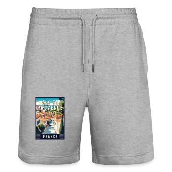 Experience Charming Aix-en-Provence in France - Stanley/Stella Trainer Unisex Organic Jogging Shorts - heather grey - Front - Nik (191cm) & Marisol (170cm)