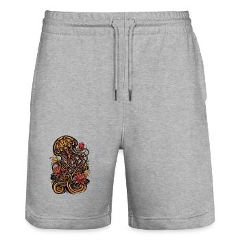 Quallen-Tattoo-Ästhetik Grafik - Stanley/Stella Unisex Bio Joggingshorts Trainer  - Grau meliert - Vorne - Nik (191cm) & Marisol (170cm)
