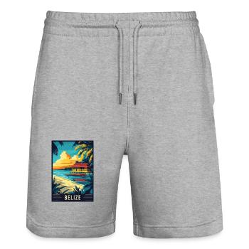 Découvrez le paradis tropical du Belize - Short de jogging bio TRAINER Stanley/Stella unisexe - gris chiné - Devant - Nik (191cm) & Marisol (170cm)