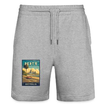 Erleben Sie City by the Swan River Perth in Australien - Stanley/Stella Unisex Bio Joggingshorts Trainer  - Grau meliert - Vorne - Nik (191cm) & Marisol (170cm)