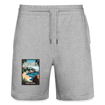 Experience Coastal Beauty of Cascais in Portugal - Stanley/Stella Trainer Unisex Organic Jogging Shorts - heather grey - Front - Nik (191cm) & Marisol (170cm)