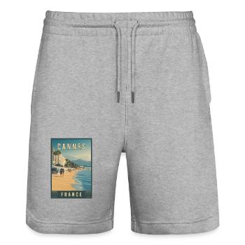 Explorez la Côte d’Azur et Cannes en France - Short de jogging bio TRAINER Stanley/Stella unisexe - gris chiné - Devant - Nik (191cm) & Marisol (170cm)