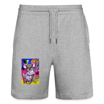 Koala - Stanley/Stella Trainer Unisex Organic Jogging Shorts - heather grey - Front - Nik (191cm) & Marisol (170cm)