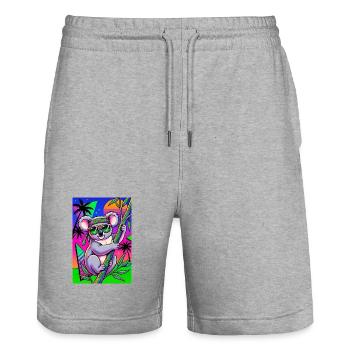 Koala - Short de jogging bio TRAINER Stanley/Stella unisexe - gris chiné - Devant - Nik (191cm) & Marisol (170cm)