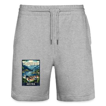 Discover Lakeside Beauty of Gmunden in Austria - Stanley/Stella Trainer Unisex Organic Jogging Shorts - heather grey - Front - Nik (191cm) & Marisol (170cm)