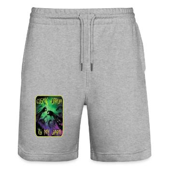 Cosmic Horror Is My Jam - Stanley/Stella Trainer Unisex Organic Jogging Shorts - heather grey - Front - Nik (191cm) & Marisol (170cm)
