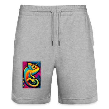 chameleon - Stanley/Stella Trainer Unisex Organic Jogging Shorts - heather grey - Front - Nik (191cm) & Marisol (170cm)