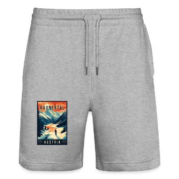 Discover Glacial Valley of Kaunertal in Austria - Stanley/Stella Trainer Unisex Organic Jogging Shorts - heather grey - Front - Nik (191cm) & Marisol (170cm)