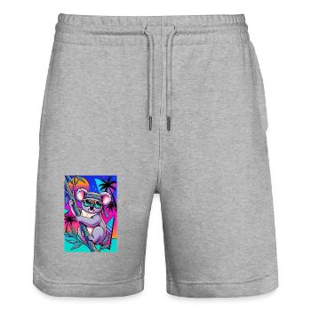 Koala - Stanley/Stella Trainer Unisex Organic Jogging Shorts - heather grey - Front - Nik (191cm) & Marisol (170cm)
