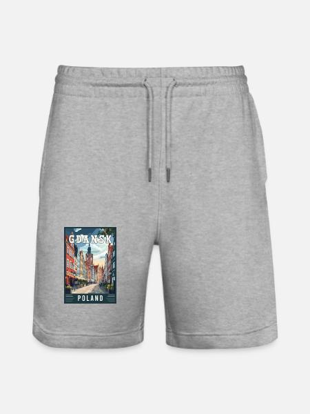 Discover Stunning Gdansk City in Poland - Stanley/Stella Trainer Unisex Organic Jogging Shorts - heather grey