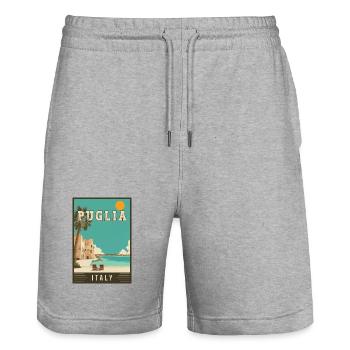 Entdecken Sie den südlichen Charme von Apulien in Italien - Stanley/Stella Unisex Bio Joggingshorts Trainer  - Grau meliert - Vorne - Nik (191cm) & Marisol (170cm)