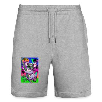 Koala - Short de jogging bio TRAINER Stanley/Stella unisexe - gris chiné - Devant - Nik (191cm) & Marisol (170cm)
