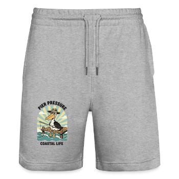 Pelican Fisherman Pier Pressure Coastal - Stanley/Stella Trainer Unisex Organic Jogging Shorts - heather grey - Front - Nik (191cm) & Marisol (170cm)