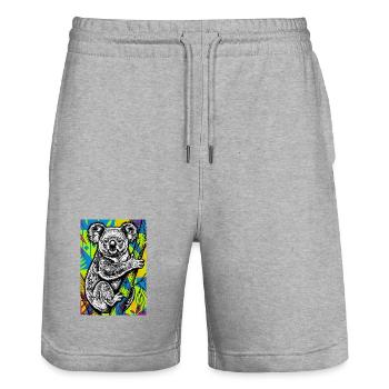 Koala - Short de jogging bio TRAINER Stanley/Stella unisexe - gris chiné - Devant - Nik (191cm) & Marisol (170cm)