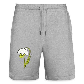 Perce-neige à fleurs printanières - Short de jogging bio TRAINER Stanley/Stella unisexe - gris chiné - Devant - Nik (191cm) & Marisol (170cm)