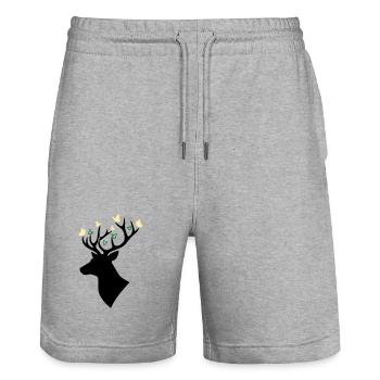 Papillon tête de cerf Multicolore - Short de jogging bio TRAINER Stanley/Stella unisexe - gris chiné - Devant - Nik (191cm) & Marisol (170cm)