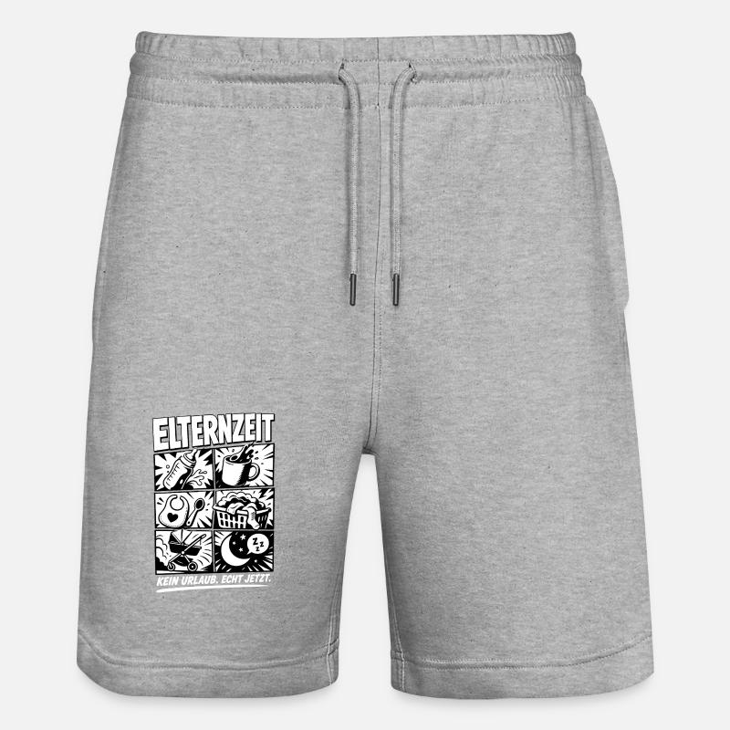 Elternzeit Comic Symbole - Stanley/Stella Unisex Bio Joggingshorts Trainer  - Grau meliert