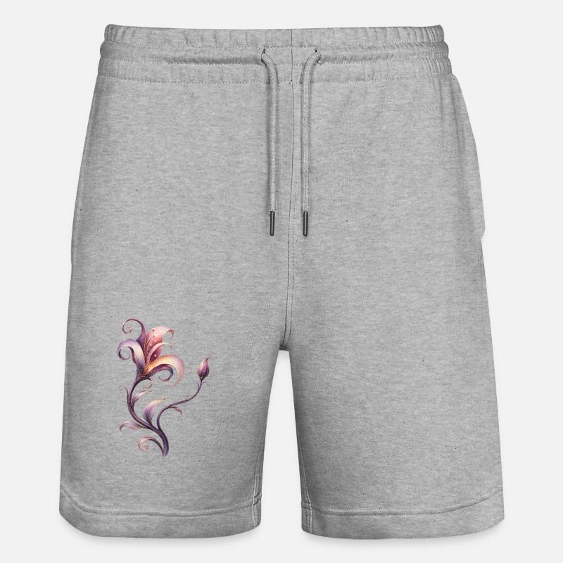 Fantasy Blume Elegantes Ornament - Stanley/Stella Unisex Bio Joggingshorts Trainer  - Grau meliert