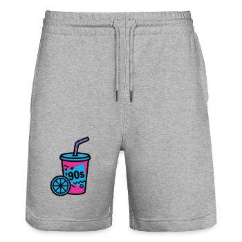 90s Retro Becher Slush Sommer - Stanley/Stella Unisex Bio Joggingshorts Trainer  - Grau meliert - Vorne - Nik (191cm) & Marisol (170cm)