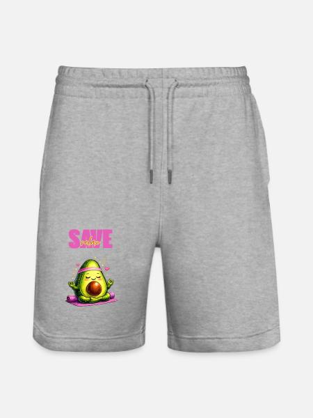 Avocado im Yoga-Flow auf Matte - Stanley/Stella Unisex Bio Joggingshorts Trainer  - Grau meliert