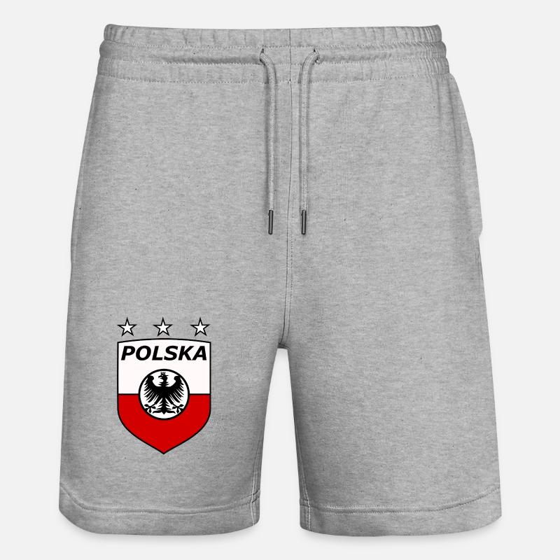 Polnisches Adlerwappen Schild - Stanley/Stella Unisex Bio Joggingshorts Trainer  - Grau meliert