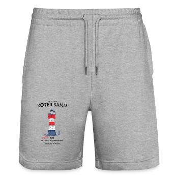 Leuchtturm Roter Sand, erstes Offshore Bauwerk  - Stanley/Stella Unisex Bio Joggingshorts Trainer  - Grau meliert - Vorne - Nik (191cm) & Marisol (170cm)
