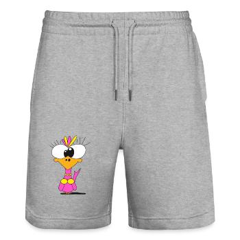 Kunterbuntes Vogelweibchen - Stanley/Stella Unisex Bio Joggingshorts Trainer  - Grau meliert - Vorne - Nik (191cm) & Marisol (170cm)