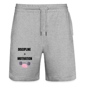 La discipline avant la motivation - Short de jogging bio TRAINER Stanley/Stella unisexe - gris chiné - Devant - Nik (191cm) & Marisol (170cm)