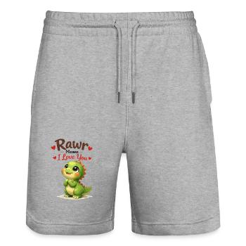 Cadeau mignon Dino Rawr signifie Je t’aime - Short de jogging bio TRAINER Stanley/Stella unisexe - gris chiné - Devant - Nik (191cm) & Marisol (170cm)